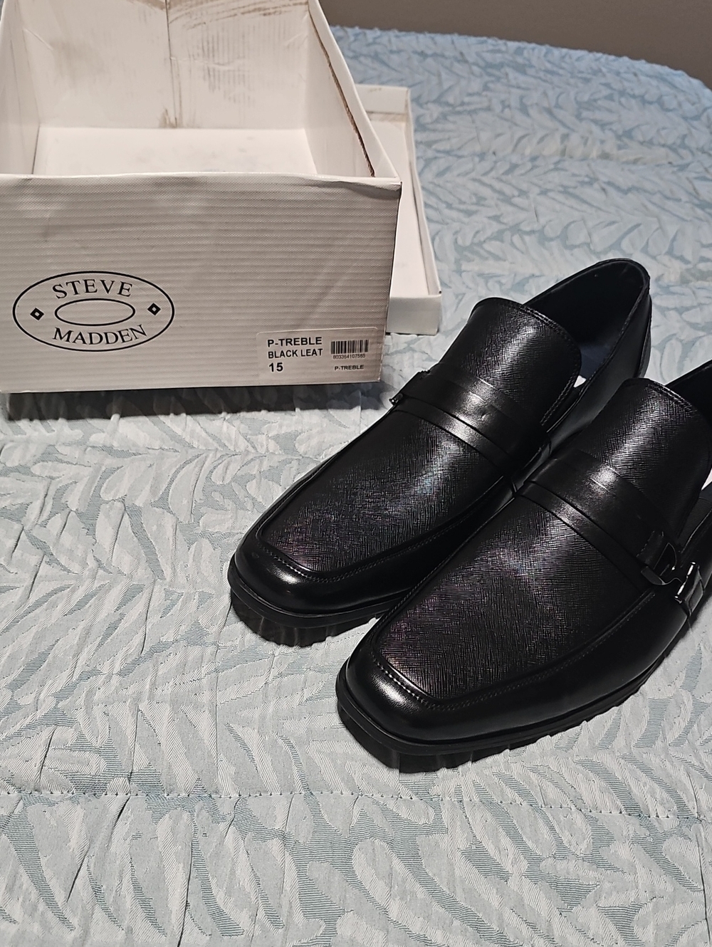 Steve Madden Men’s Black Leather Slip-On Loafers